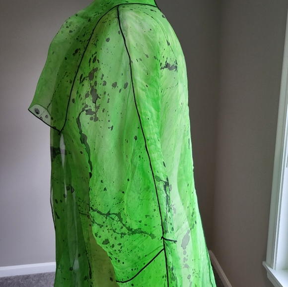Paul Sisti Lime Green/Black with Black Piping Sheer Jacket/Topper (One Size) - Picture 11 of 16